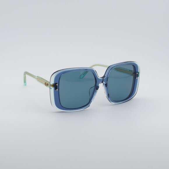 Dior DIORHIGHLIGHT S3F 30B0 Sunglasses Shiny Blue Square Frame, Blue Grey Lenses main image 9